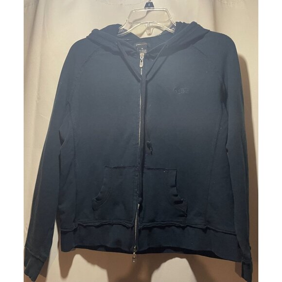 BCBG Max Azria Womens Navy Blue Zip-Up Hoodie XL Cotton Blend - Picture 1 of 4